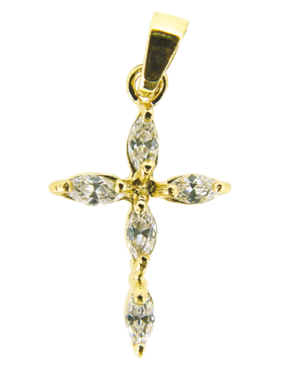 Croix en Plaqué Or 12x17mm avec Oxyde de Zirconium