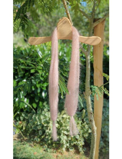 Foulard PLUME à pompons - Rose poudré