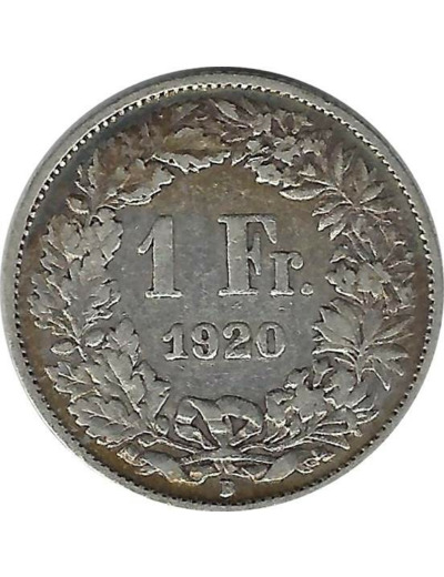 SUISSE 1 FRANC 1920 B  TB+ N1