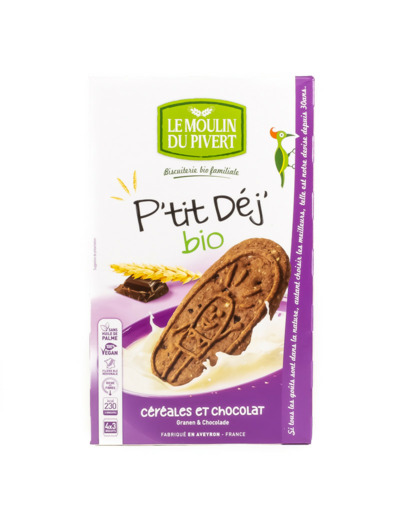 Biscuits P'tit Déj Céréales et Chocolat Bio 190g