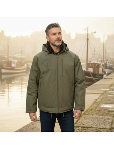 Veste de quart Marine Nationale kaki – style authentique et protection intempéries.