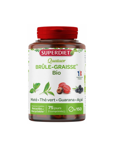 Quatuor Maté Guarana Thé vert Acaï brule graisse 150 comprimés