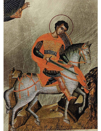 Icône dorée plate 9,5*15cm - ST MARTIN à CHEVAL