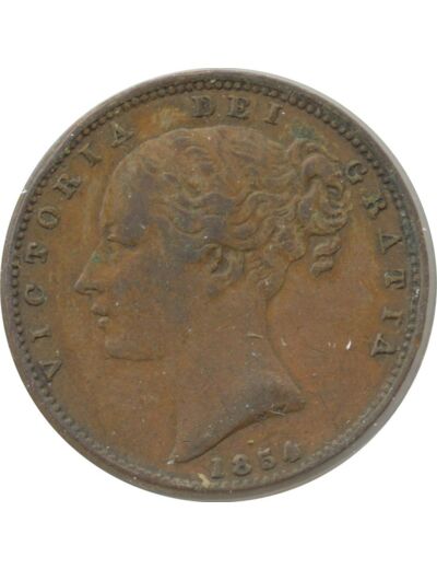 GRANDE BRETAGNE 1 FARTHING VICTORIA 1854 TTB