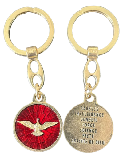 Porte-Clefs Emaillé en Métal Doré 30mm - Saint Esprit