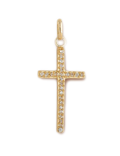Croix en Plaqué Or 25mm + STRASS en Oxyde de Zirconium