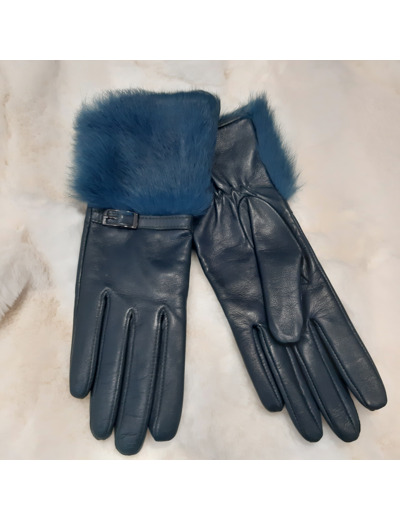 GF214 Gants femme cuir agneau noir, marine, bleu pétrole