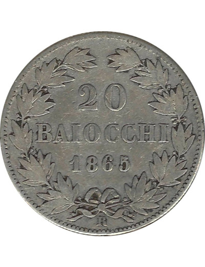VATICAN 20 BAIOCCHI 1865 XX R TB+ N2