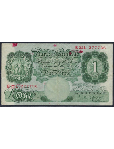 GRANDE BRETAGNE 1 POUND (1948-60) SERIE B22L TTB