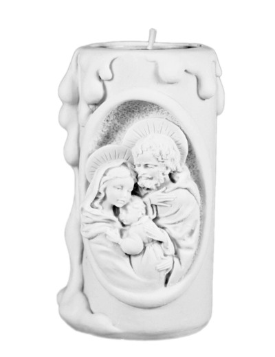 CHANDELLE  ALBATRE 11CM - Sainte Famille Blanche