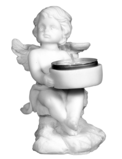 Statue en albâtre 10cm - ANGE BOUGEOIR Blanc