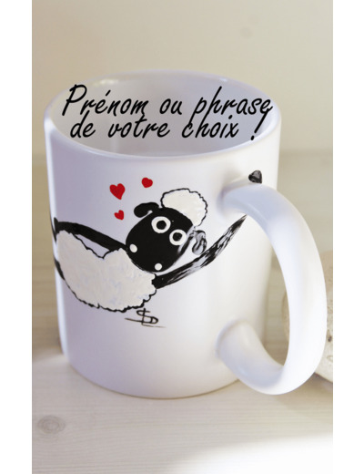 Joli Mug peint à la main ou coton le mouton s'accroche à la poignée de la tasse un mazagran personnalisable Pièce unique et signée