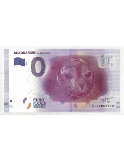 30 LE GRAU DU ROI 2016-1 SEAQUARIUM BILLET SOUVENIR 0 EURO TOURISTIQUE NEUF