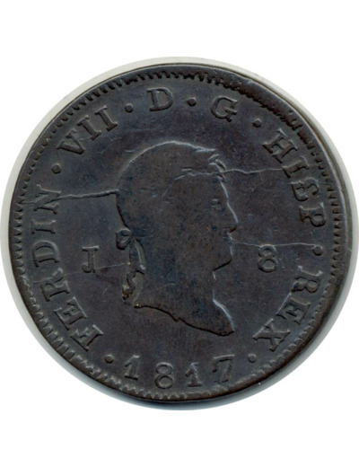 ESPAGNE 8 MARAVEDIS 1817 JA FERDINAND VII TB+ (W461)