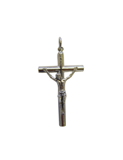 Croix 37mm en Métal Argenté Avec Christ