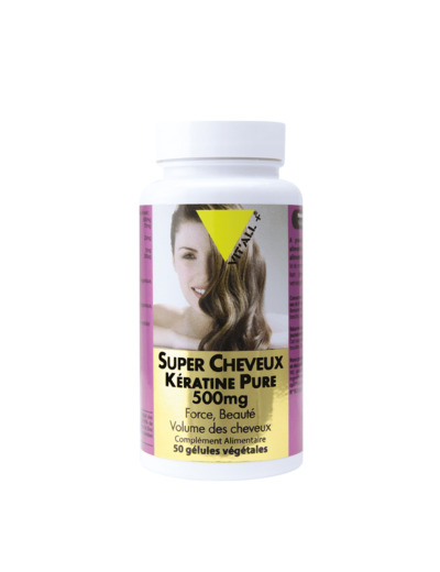 Super cheveux+kératine pure-500 mg-50 gélules-Vit'all+