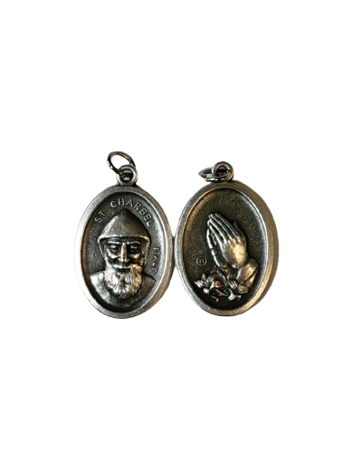 Médaille 22mm Ovale en métal argenté - ST CHARBEL