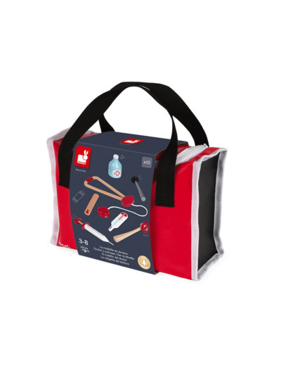 Janod - Malette de Docteur Enfant - 10 Accessoires en Bois Massif Inclus -