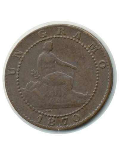 ESPAGNE 1 CENTIMO 1870 TTB (W660)