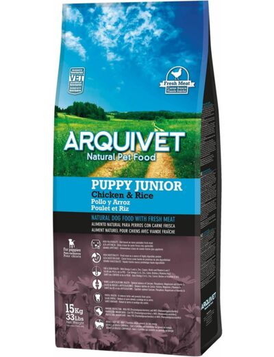 Arquivet  - Croquettes Puppy Junior pour chiots - Poulet et riz-12 kg ARQUIVET