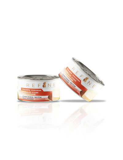 Refine Double mousse, Filet de poulet avec saumon pour chat adulte - 85G