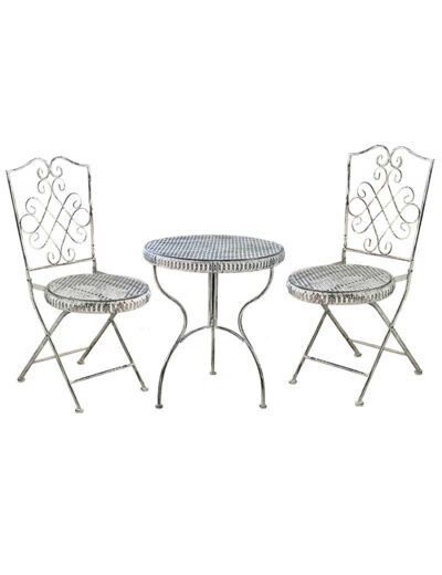 Table jardin avec ses 2 chaises en fer