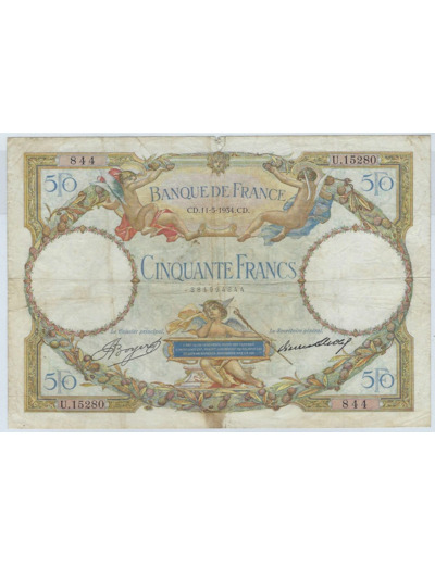 FRANCE 50 FRANCS L.O. MERSON 11-5-1934 U.15280 TB+