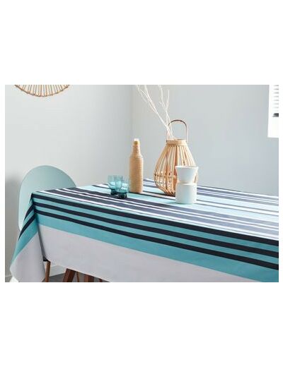 NAPPE ENDUITE ACRYLIQUE  160x250 BLEU RAYE A LA COUPE