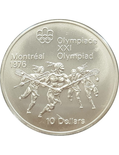 CANADA 10 DOLLARS 1974 XXI OLYMPIADE LA CROSSE MONTREAL 1976 SUP/NC (W96)