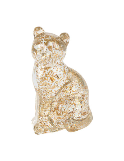 Chat décoratif doré en verre 7x6x10cm