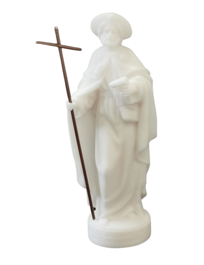 St Jacques de Compostelle - Statue en albâtre 17cm - Blanc