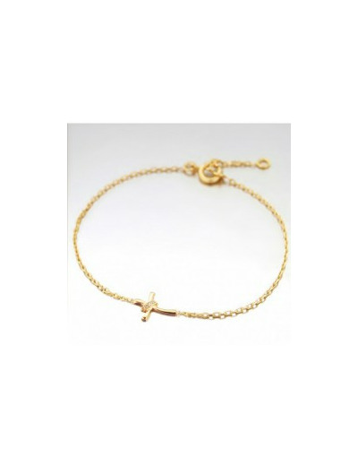 Bracelet en Plaqué Or - CROIX + STRASS