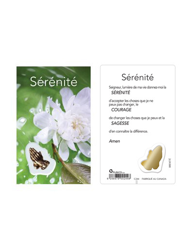 Carte-prière avec insertion SERENITE