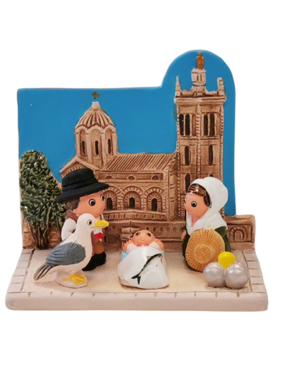 CRECHE en céramique BLOC 8x7cm- NOTRE DAME DE LA GARDE