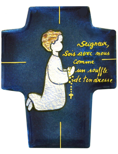Communiant agenouillé Garçon  9,4X7,5cm - EMAUX DU LIBAN