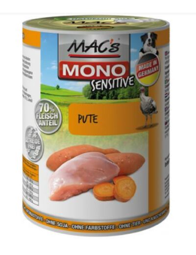 MAC'S humide Mono Sensitive pour chien, à la dinde - 400g