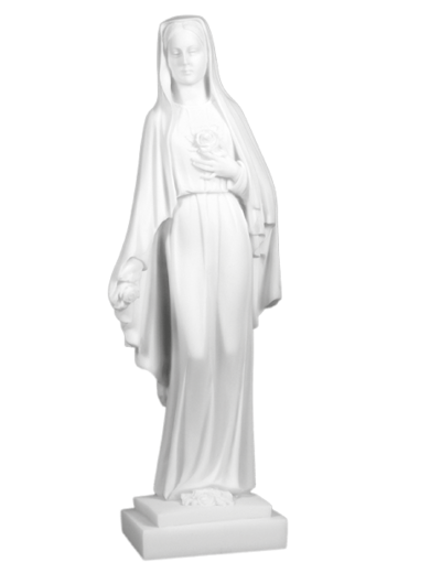Vierge aux Roses- Statue en albâtre 25cm -Blanche