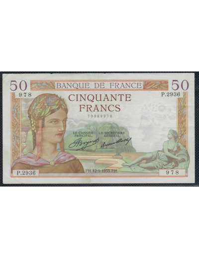 FRANCE 50 FRANCS CERES 12-9-1935 P.2936 TTB