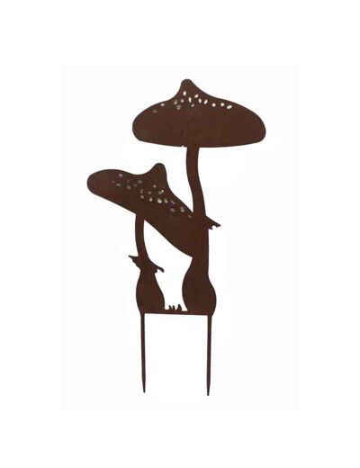 Silhouette déco jardin champignons 30x1x71