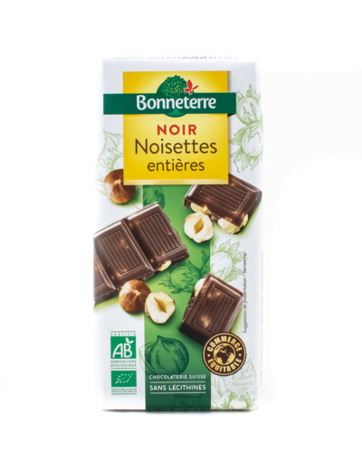 Tablette de Chocolat Noir aux Noisettes Entières Bio 200g