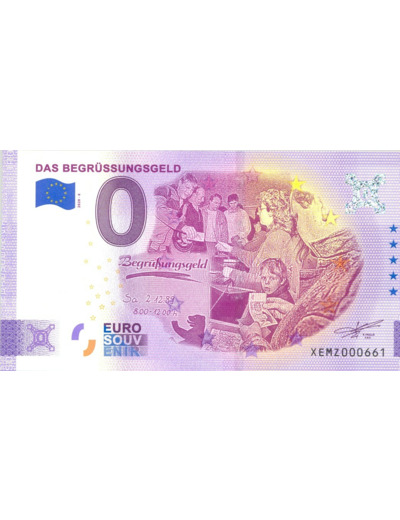 ALLEMAGNE 2020-6 DAS BEGRUSSUNGSGELD BILLET SOUVENIR 0 EURO TOURISTIQUE  NEUF