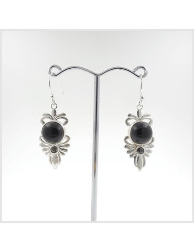 Boucles Onyx en argent massif