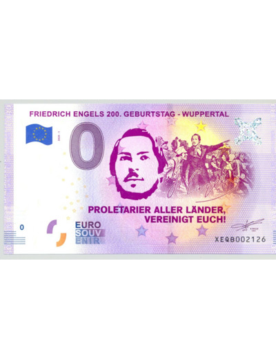 ALLEMAGNE 2020-1 FRIEDRICH ENGELS 200 BILLET SOUVENIR 0 EURO TOURISTIQUE NEUF