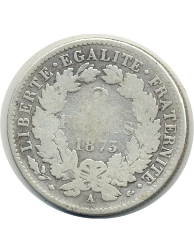 FRANCE 2 FRANCS CERES 1873 A (Paris) B (G530a)