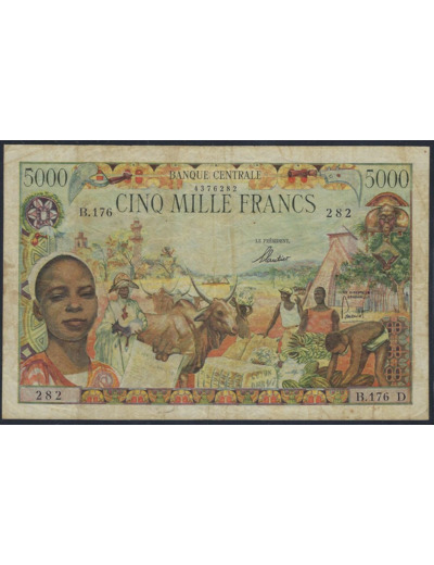 AFRIQUE EQUATORIALE (B.C.E.A.E.) 5000 FRANCS (1963) B.176 D TB+