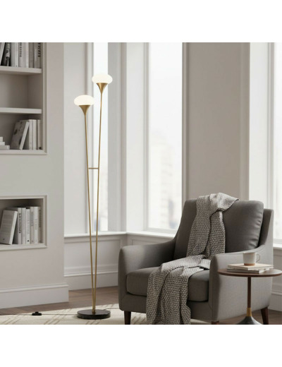 Lampadaire Led Veronica Métal doré 28x25x176cm