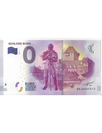 ALLEMAGNE 2017-3  SCHLOSS BURG  BILLET SOUVENIR 0 EURO TOURISTIQUE  NEUF