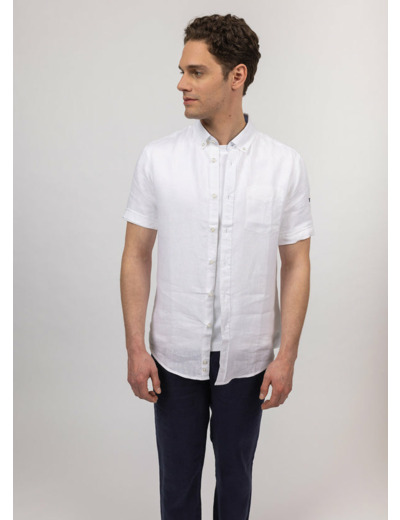 Chemise à manches courtes Clément en popeline de lin