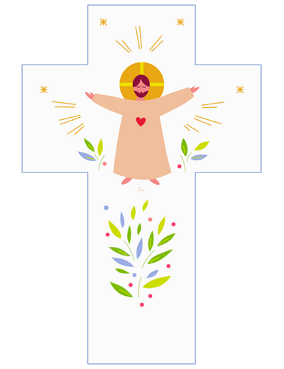 Croix Blanche Louange - Christ - 15x10cm