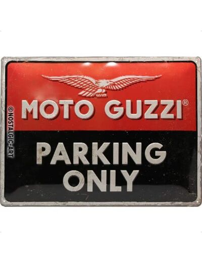 Plaque métal MOTO GUZZI -  Parking Only - 40 x 30 cm.